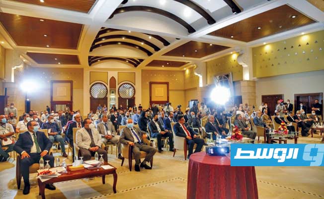 رئيس ديوان المحاسبة الليبي خالد شكشك، في فعاليات افتتاح المؤتمر الأول لاتحاد المصحات الليبي، 12 يونيو 2021. (ديوان المحاسبة)