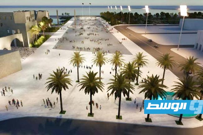 صورة ثلاثية الأبعاد للشكل النهائي الذي سيكون عليه ميدان الشهداء في فبراير المقبل. (طرابلس الآن)