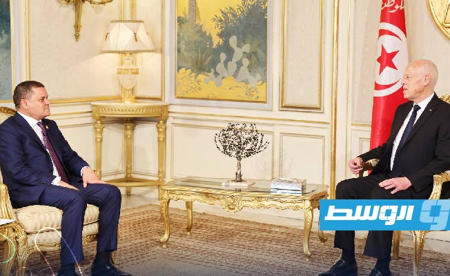 من استقبال قيس سعيد للدبيبة والوفد المرافق له في قصر قرطاج في تونس، 30 نوفمبر 2022. (حكومتنا)