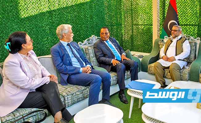 رئيس المجلس الأعلى للدولة خالد المشري يستقبل وفد لجنة الاتحاد الأفريقي رفيعة المستوى الخاصة بليبيا، الثلاثاء 4 يوليو 2023 (المكتب الإعلامي لمجلس الدولة)