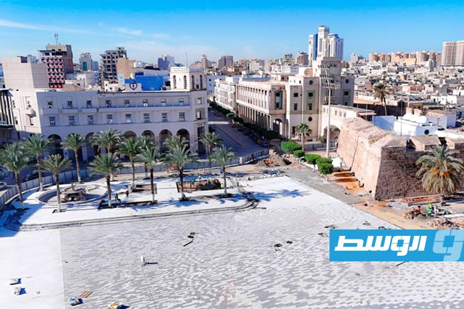 ميدان الشهداء بطرابلس أثناء عملية تطويره، 24 يناير 2025 (صفحة خطة عوة الحياة بموقع فيسبوك)