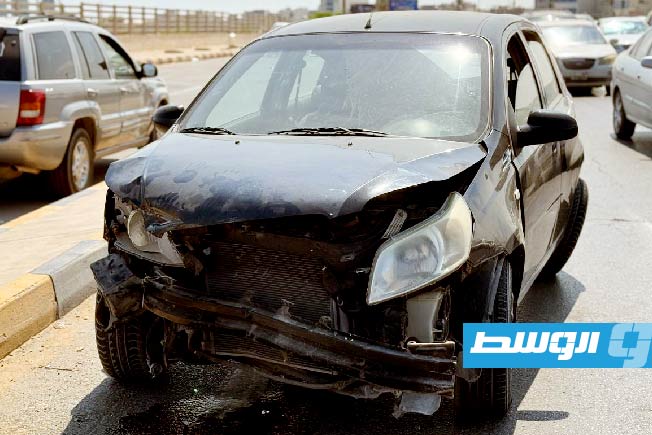 حادث مروي لسيارة بطريق الشط في طرابلس، 13 أغسطس 2025 (مديرية أمن طرابلس)