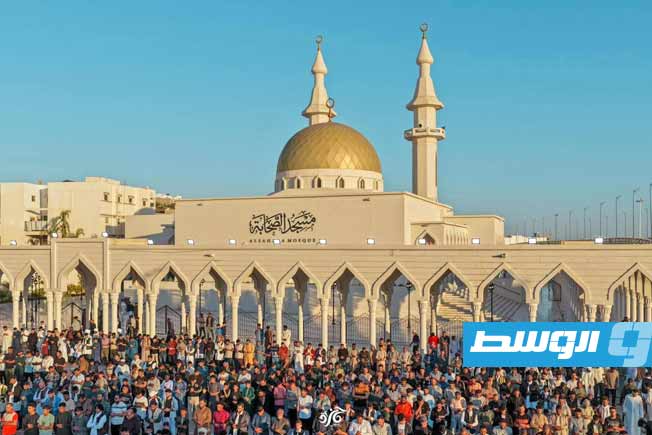 صلاة العيد في ساحة مسجد الصحابة بدرنة، 27 مايو 2026. (حراك دعم القيادة)