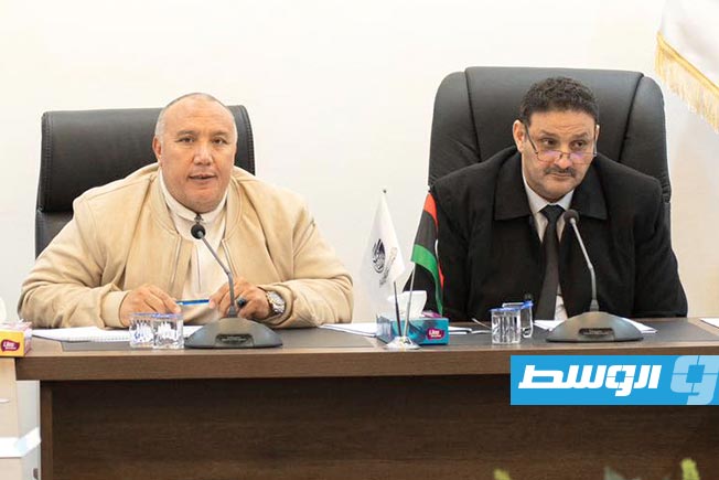اجتماع منسقو تنسيقيات الحج على مستوى ليبيا لوضع اللمسات الأخيرة لإجراء قرعة الحج، الإثنين 3 فبراير 2025. (هيئة الحج والعمرة)