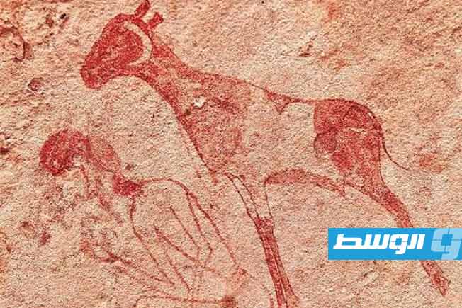 كاركاتير قديم منقوش على جدران أحد الكهوف. (الإنترنت)
