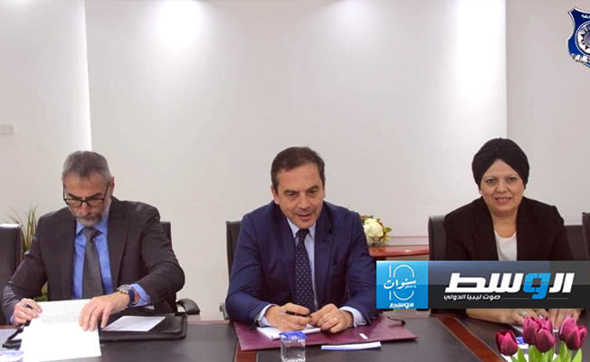 جانب من اجتماع في وزارة الداخلية بطرابلس مع مسؤول أمني إيطالي لتعزيز التعاون المشترك، الخميس 10 أكتوبر 2024 (وزارة الداخلية)