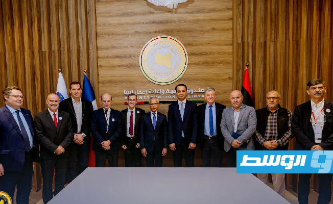 مراسم توقيع مذكرتي التفاهم وعقود المشروعات الجديدة مع الشركات الفرنسية، الأربعاء 27 نوفمبر 2024. (صندوق التنمية وإعادة إعمار ليبيا)