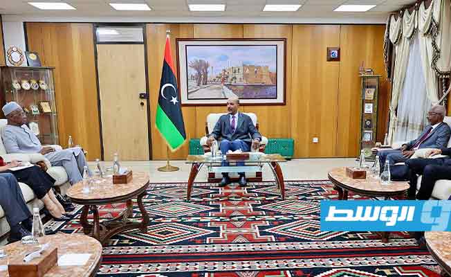 جانب من استقبال عضو المجلس الرئاسي موسى الكوني للمبعوث الأممي بحضور وزراء بحكومة الدبيبة، الثلاثاء 14 نوفمبر 2023 (المجلس الرئاسي)