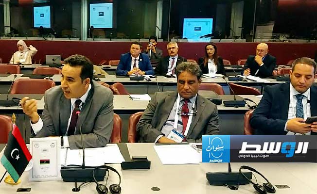 النويري ونصية (الأول والثاني من اليسار) خلال مشاركتهما في الاجتماع التنسيقي لجمعية الاتحاد البرلماني الدولي الـ 149 (مجلس النواب)