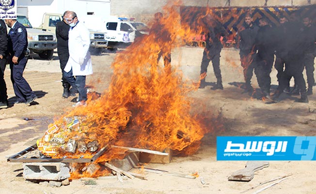 إعدام 175 كيلوغراما من مخدر الحشيش في زوارة
