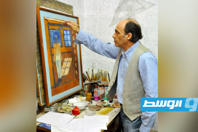 الفنان التشكيلي المصري أمير وهيب في مرسمه. (بوابة الوسط)