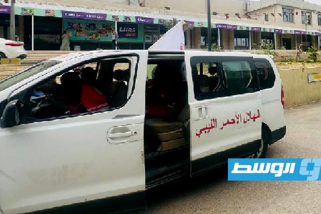 سيارة تابعة للهلال الأحمر لإجلاء أشخاص في طرابلس، 14 مايو 2025 (الهلال الأحمر - فرع طرابلس)