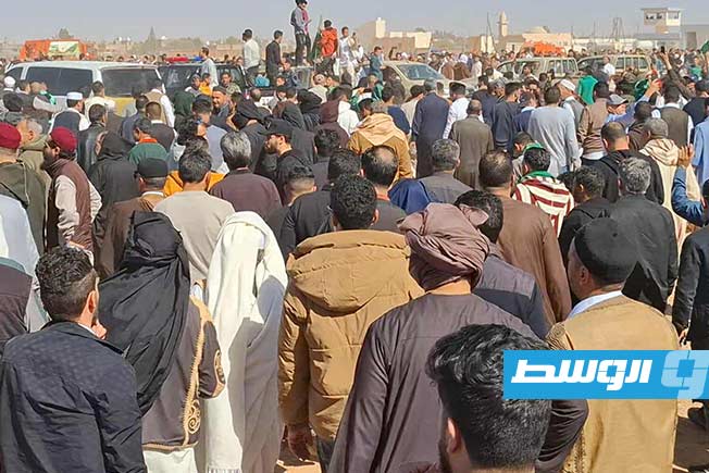 تشييع سيف القذافي إلى مثواه الأخير في بني وليد، 6 فبراير 2026. (بوابة الوسط)