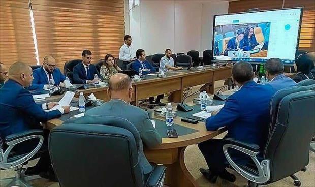 جانب من اجتماع لجنة العقوبات الدولية الخاصة بليبيا عبر الدائرة المغلقة لمناقشة ملف الأموال المجمدة. (مؤسسة الاستثمار)