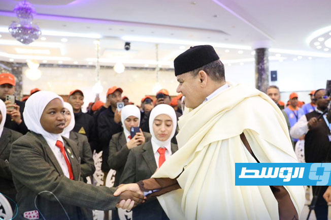 الدبيبة في حفل ختام الملتقى العام لمنتسبي حركة بيوت الشباب، الجمعة، 10 يناير 2025 (لقطة مثبتة من تسجيل مصور: منصة حكومتنا)