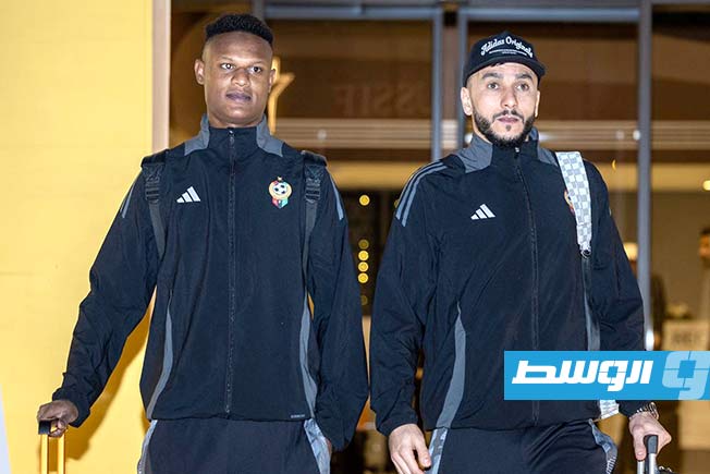 المنتخب الليبي في بداية رحلة المغادرة إلى الكاميرون الأحد 23 مارس 2025 (صفحة المنتخب الليبي على فيسبوك)