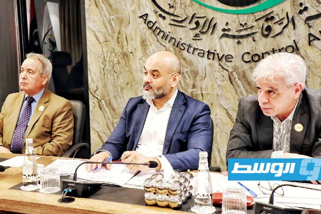 اجتماع قادربوه مع مجلس إدارة الخطوط الليبية، 7 يوليو 2025. (الرقابة الإدارية)