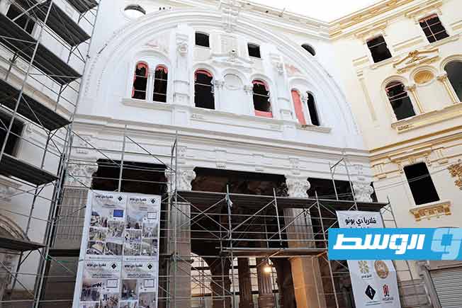 من أعمال تطوير أحد المباني بوسط طرابلس، الخميس 20 مارس 2025 (منصة حكومتنا على فيسبوك)
