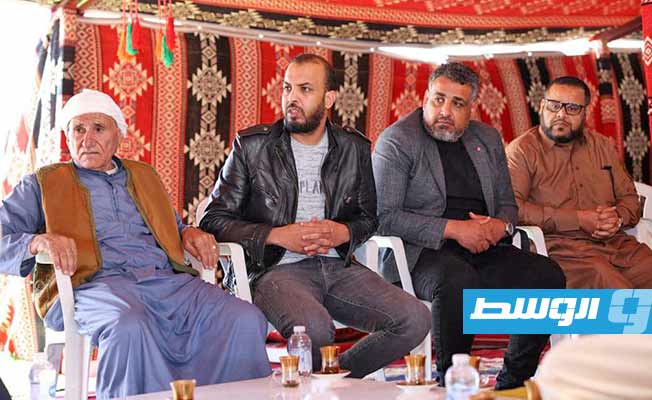 وفد واحة الجغبوب خلال لقاء مع المنفي، 29 أبريل 2023. (المجلس الرئاسي)