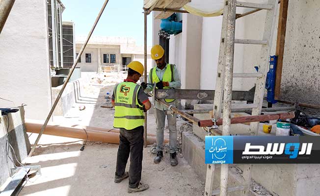 جانب من الأعمال الجارية في مشروع محطة حقن حي السلام ببنغازي، الثلاثاء 18 يونيو 2024 (الشركة العامة للكهرباء)