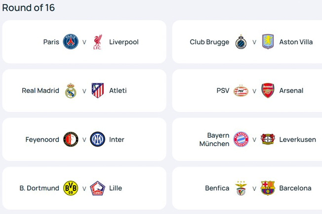 نتائج قرعة دوري أبطال أوروبا (موقع الاتحاد الأوروبي)