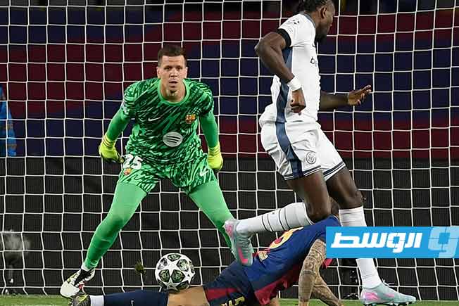 لحظة إحراز تورام الهدف الأول لإنتر ميلان في برشلونة بدوري أبطال أوروبا، الأربعاء 30 أبريل 2025 (فرانس برس)