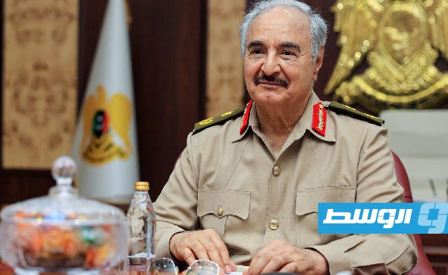 من لقاء حفتر في بنغازي مع وفد الاتحاد الأفريقي، 8 يوليو 2023. (القيادة العامة)