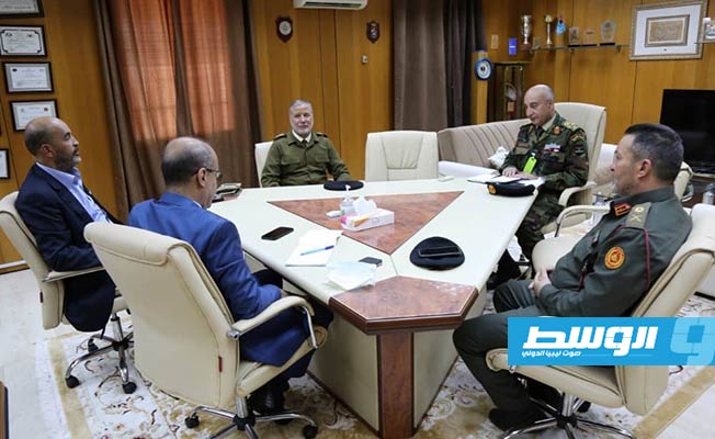 اجتماع اللافي والكوني مع الحداد ومروان والجويلي في طرابلس. الثلاثاء 27 أبريل 2021. (المجلس الرئاسي)