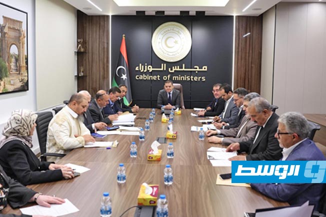 جانب من اجتماع الدبيبة في طرابلس مع وفد من المجلس البلدي مصراتة، 6 مايو 2025 (حكومة الدبيبة)