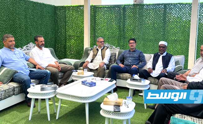 اجتماع المشري في طرابلس مع رؤساء المجلس الأعلى للدولة، 13 يوليو 2023. (المكتب الإعلامي لمجلس الدولة)
