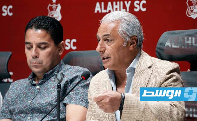 التونسي شهاب الليلي في المؤتمر الصحفي. (صفحة نادي الأهلي بنغازي عبر فيسبوك).