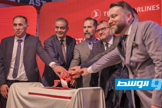 احتفالية تدشين الرحلة الأولى لشركة الخطوط التركية إلى مطار مصراتة الدولي، الثلاثاء 2 سبتمبر 2025. (بلدية مصراتة)
