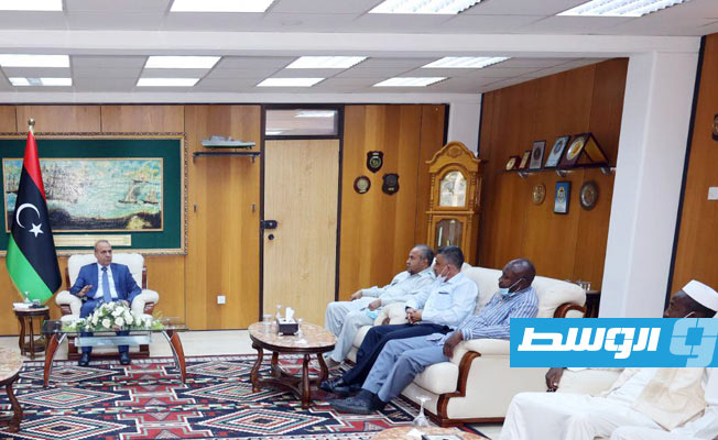 لقاء اللافي مع وفد عمداء وأعيان ومشايخ فزان، الثلاثاء 222 يونيو 2021. (المجلس الرئاسي)