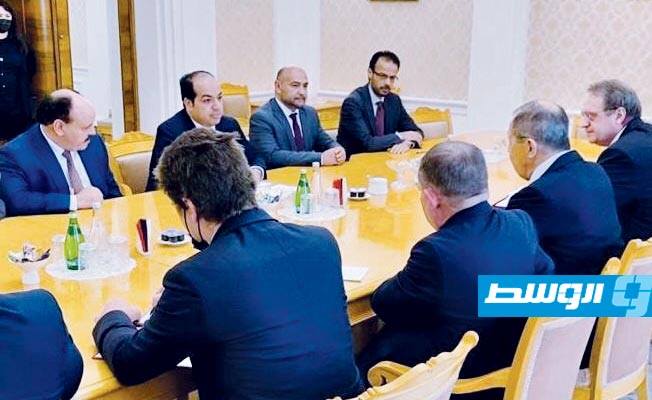 من اجتماع معيتيق مع سيرغي لافروف في موسكو، 29 يناير 2021. (إدارة التواصل والإعلام برئاسة مجلس الوزراء)