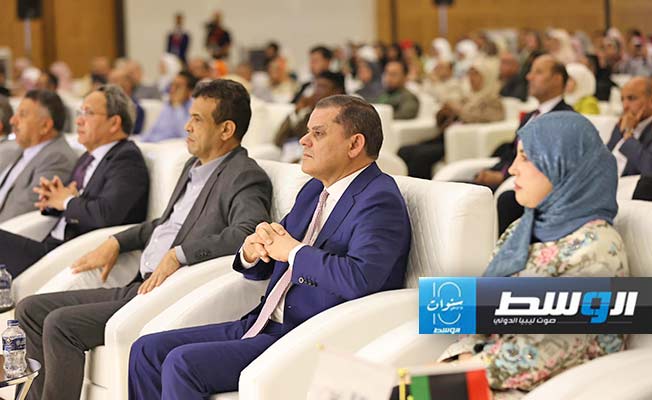 من مشاركة الدبيبة وأبوجناح في مؤتمر طب العيون في طرابلس، 9 مايو 2024. (مكتب الدبيبة)