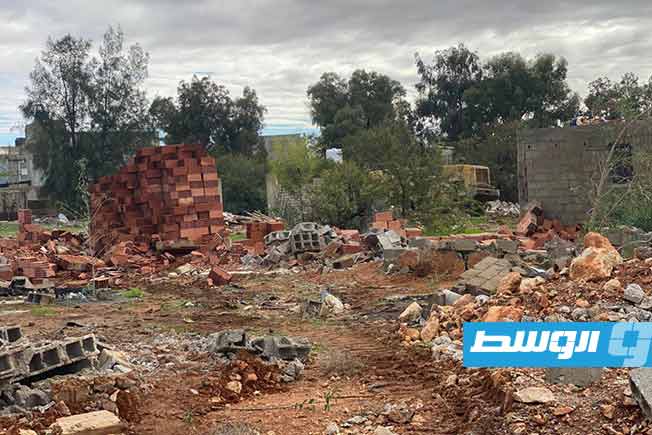 من أعمال إزالة العشوائيات في منطقة بنينا وضواحي بنغازي، 29 ديسمبر 2024. (جهاز البحث الجنائي)