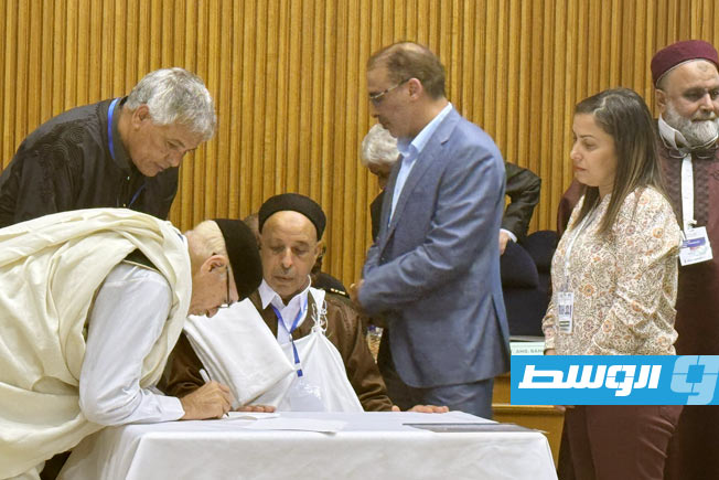 مراسم توقيع ميثاق المصالحة الليبية في أديس أبابا، 14 فبراير 2025. (بانكولي أديوي)