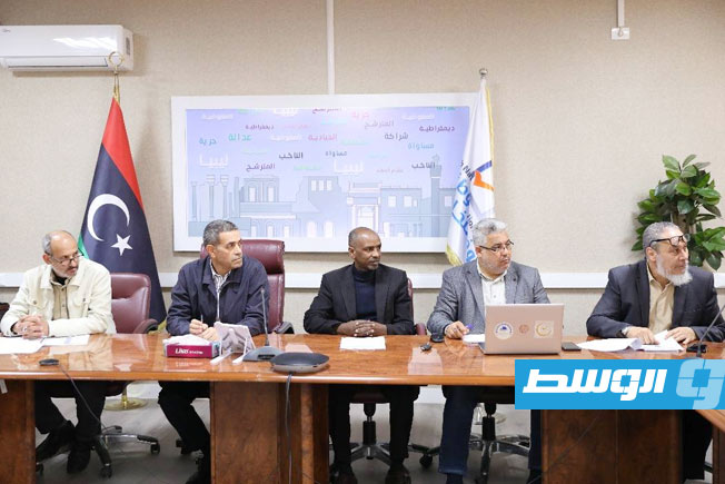 اجتماع مفوضية الانتخابات لبحث التحديات أمام تسجل الناخبين بانتخابات المجالس البلدية للمجموعة الثانية، 4 مارس 2025. (صفحة المفوضية على فيسبوك)