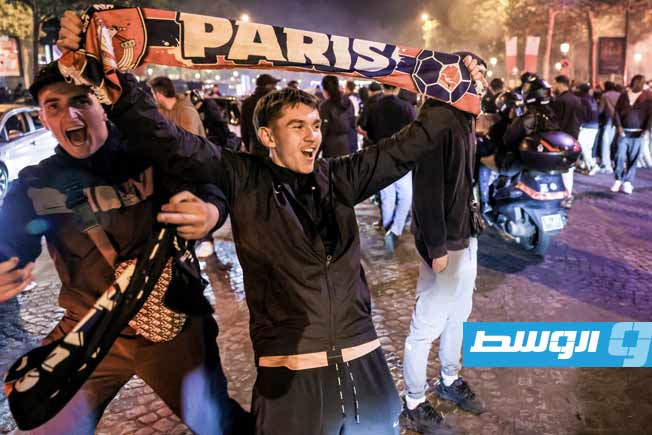 احتفالات جمهور باريس سان جيرمان بتأهل فريقه لنهائي دوري أبطال أوروبا الأربعاء 7 مايو 2025 (إكس)
