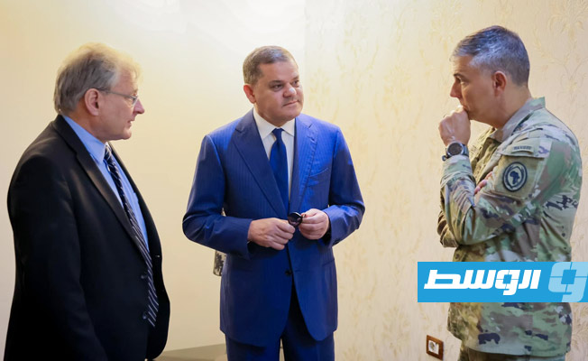 من لقاء الدبيبة وستيفين تاونسند ونورلاند, طرابلس 28 سبتمبر 2021. (حكومة الوحدة الوطنية)