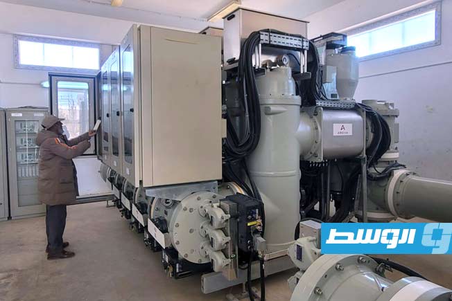 من أعمال شحن والدخول بمحطة تحويل جنوب الزنتان على الشبكة، 30 نوفمبر 2025. (شركة الكهرباء)