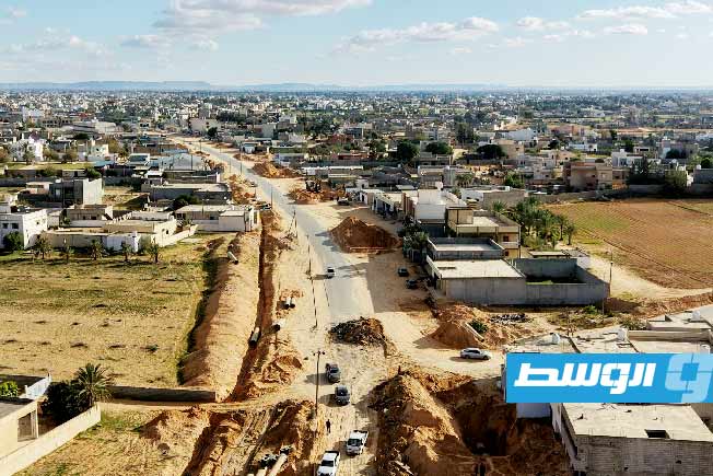 جانب من أعمال تطوير ورصف طريق عين زارة، 13 ديسمبر 2025 (جهاز تنفيذ مشروعات المواصلات)