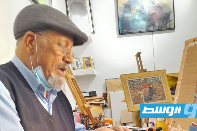 لفتة فنية في المدينة القديمة..الغرياني يكرم العجيلي العبيدي بعمل أصلي. (فيسبوك)