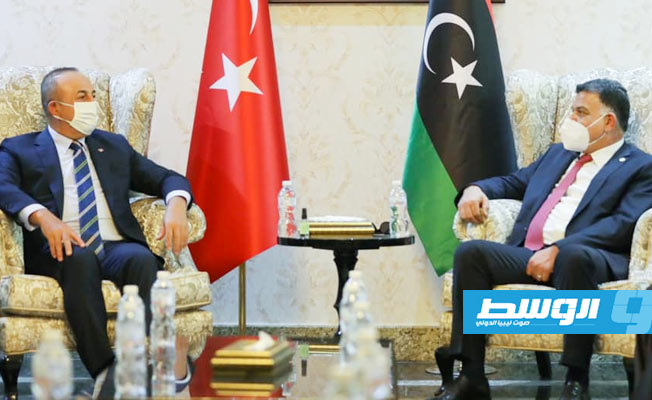 وزير الداخلية العميد خالد مازن, مع وزير الخارجية التركي تشاووش أوغلو, 12 يونيو 2021. (وزارة الداخلية)