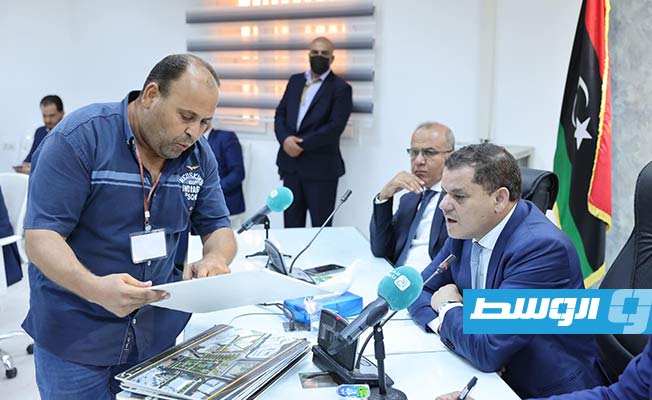 من جولة الدبيبة رفقة اللافي وعدد من الوزراء في الزاوية، 21 أغسطس 2021. (المكتب الإعلامي لرئيس الحكومة)