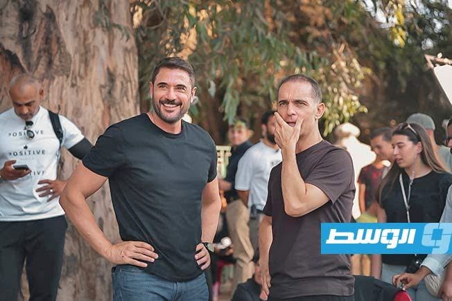 أحمد عز وبيدرو ألونسو فى كواليس مسلسل الأمير (فيسبوك)
