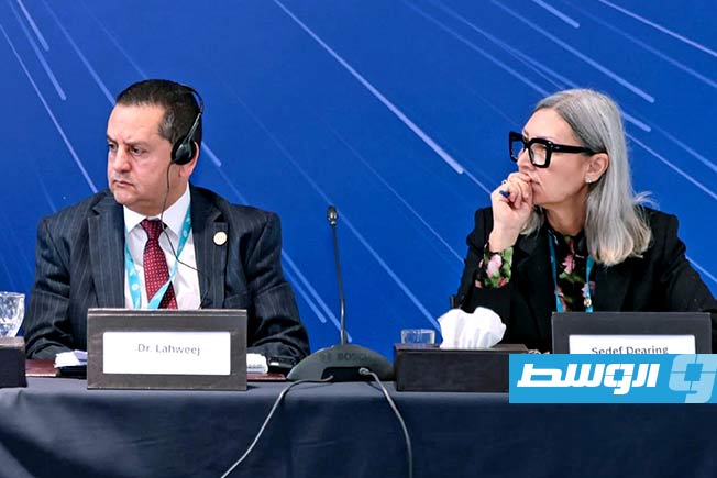 من مشاركة عبدالهادي الحويج في منتدى «ميدايز» الدولي المنعقد في المغرب، 30 نوفمبر 2025. (وزارة الخارجية بحكومة حماد)