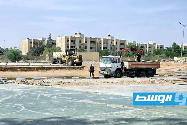 صورة للتجهيزات القائمة من موقع مهرجان سهل الجفارة للفنون والإبداع بمدبنة الزهراء، 7 يونيو 2026. (الهيئة العامة للسينما والفنون فرع الجفارة)