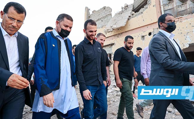 زيارة الدبيبة إلى بلديات العزيزية والسواني والزهراء بسهل الجفارة. (حكومة الوحدة الوطنية)