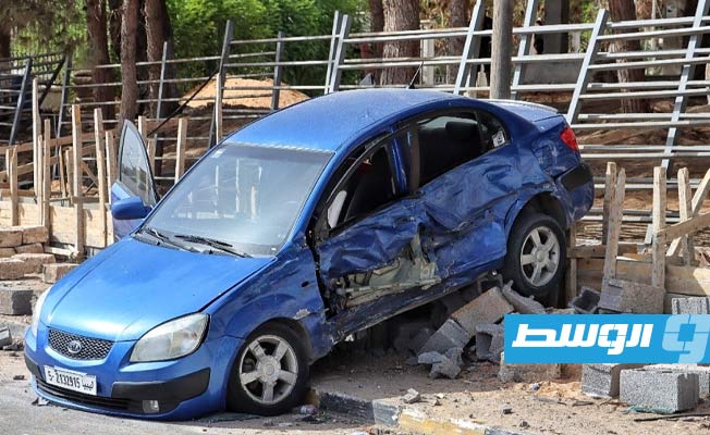 اصطدام 3 سيارات بطريق الجامعة في طرابلس، 20 أغسطس 2021. (مديرية أمن طرابلس)